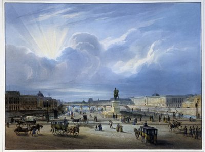 Henry IV heykeli ile Louvre