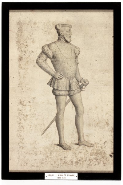 Fransa Kralı II. Henri (kağıt üzerine kurşun kalem ve sulu boya) by School French