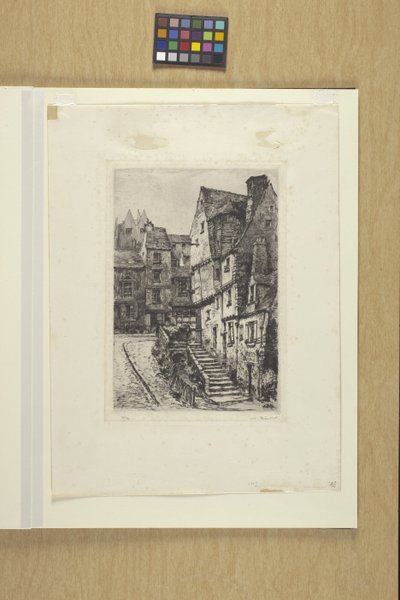 Lemans, Place De L'Hopital (dağlama ve kuru nokta) by School French