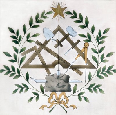 Çeşitli masonik amblemlerin temsili (suluboya) by School French