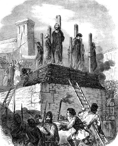Albigensian Haçlı Seferi (gravür) by School French