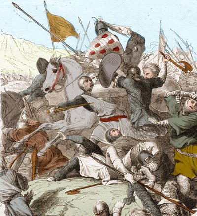 Hattin Muharebesi, 4 Temmuz 1187 (renkli taş) by School French