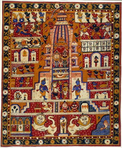 MS veya 3721 Jagannath Tapınağı Diyagramı, c.1930 ekleyin (kağıt üzerine sulu boya) by School Indian