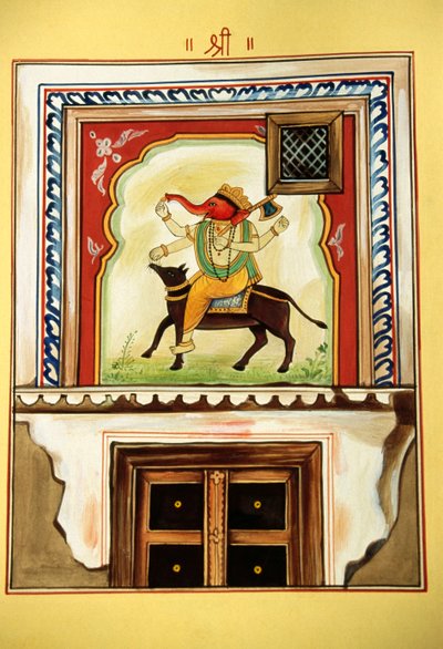 Lord Ganesh Ganpati Kağıt Üzerine Minyatür Resim by School Indian