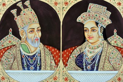 Bhadur Shah Zafer#39;in Jeenat Mahal ile Minyatür Tablosu Hindistan Asya by School Indian