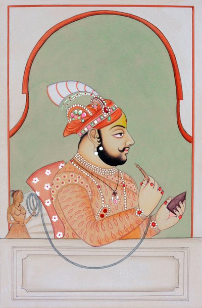 Maharana Jagat Singh Udaipur#39;un Minyatür Tablosu by School Indian