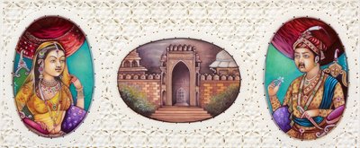 Babür İmparatoru Ekber#39;in Eşi Jodha Bai ile Minyatür Tablosu by School Indian