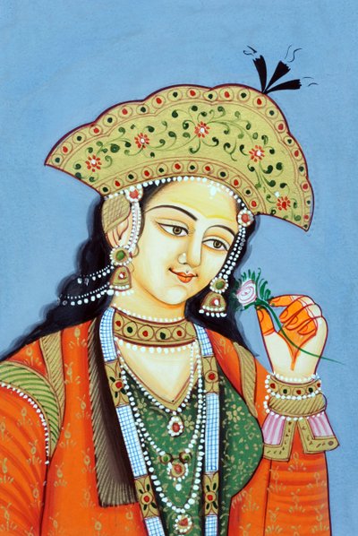 Babür Kraliçesi Mümtaz Mahal#39;in Minyatür Tablosu by School Indian