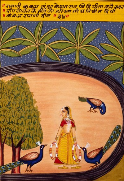 Kağıt Üzerine Minyatür Resim, Ragini Kukumb, Nathdwara Okulu by School Indian