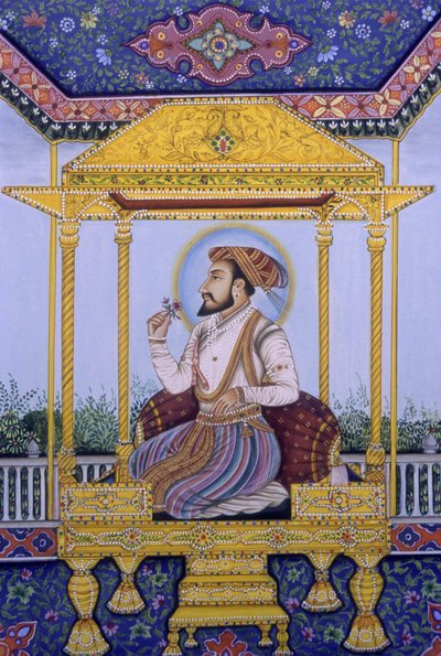 Babür İmparatoru Şah Cihan Minyatür Tablosu by School Indian