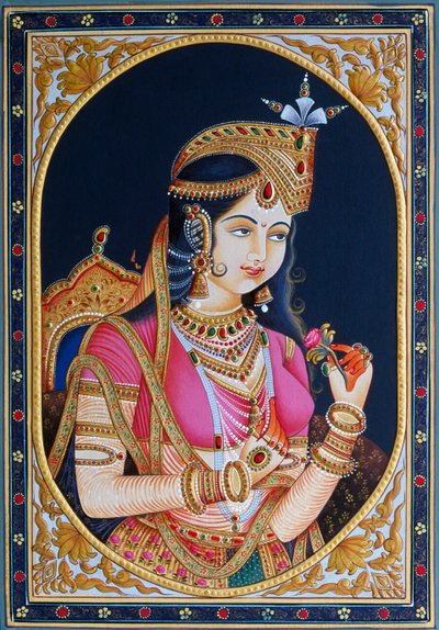Kağıt Üzerine Mümtaz Mahal Portresi Tablosu by School Indian