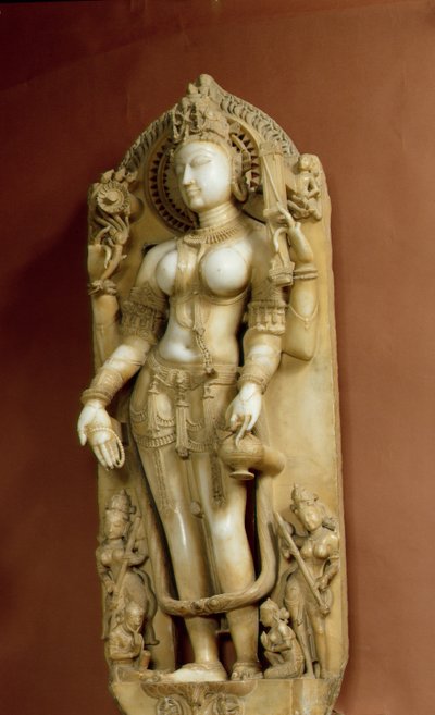 Sarasvati, Öğrenme Tanrıçası, Pallu, Rajasthan, Chauhan hanedanı (mermer) by School Indian