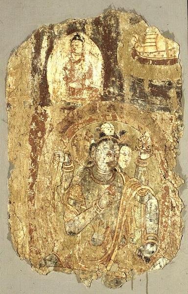 Trimurti Siva, Balawaste, 7.-8. yüzyıl (duvar resmi) by School Indian