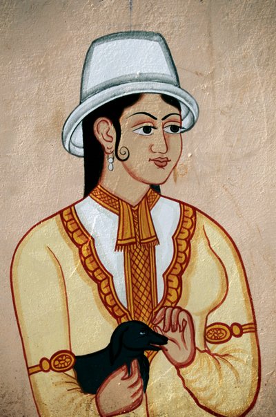 İngiliz Bayan Köpekli Duvar Resmi, Jaipur, Rajasthan, Hindistan by School Indian