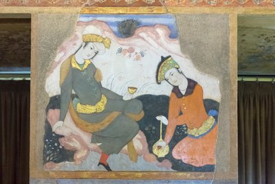 Chehel Sotoun sarayında fresk, İsfahan, İran by School Iranian