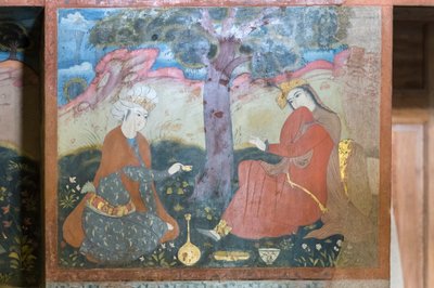 Chehel Sotoun sarayında fresk, İsfahan, İran by School Iranian
