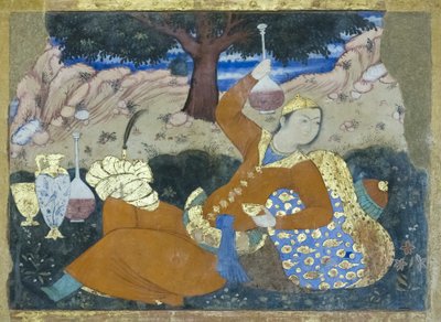 Chehel Sotoun sarayında fresk, İsfahan, İran by School Iranian