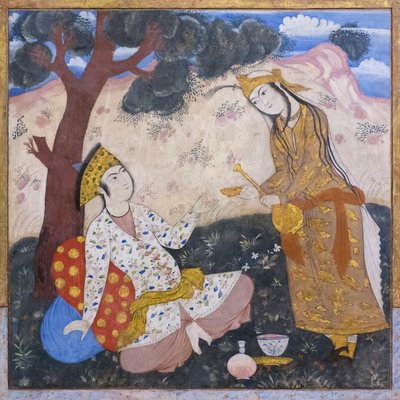 Chehel Sotoun sarayında fresk, İsfahan, İran by School Iranian