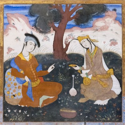 Chehel Sotoun sarayında fresk, İsfahan, İran by School Iranian