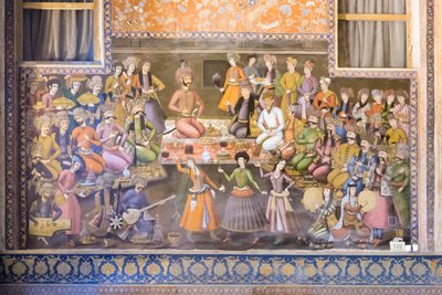 Chehel Sotoun sarayında fresk, İsfahan, İran by School Iranian