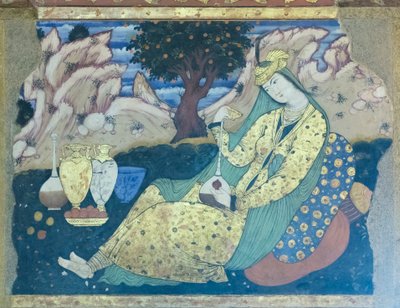 Chehel Sotoun sarayında fresk, İsfahan, İran by School Iranian
