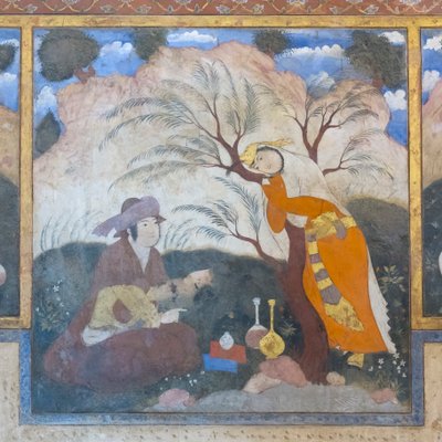Chehel Sotoun sarayında fresk, İsfahan, İran by School Iranian