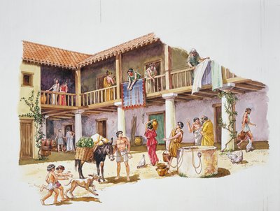 Antik Atina - bir evin yeniden inşası (renkli taş) by School Italian