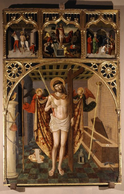 Şehit İsa - Bréa okulunun Altarpiece, Saint Magdalene Kilisesi, Biot by School Italian