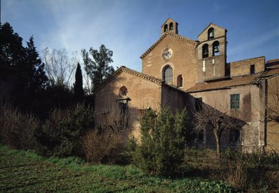 Aziz Vincent ve Aziz Anasthasius Üç Çeşme Manastırı (Tre-Fontane) (Chiesa dei Santi Vincenzo e Anastasio alle Tre Fontane) kilisesinin dış görünümü (Aziz Vincenzo e Anastasio, abbazia delle Tre Fontane kilisesinin dış görünümü) 625 -1 by School Italian