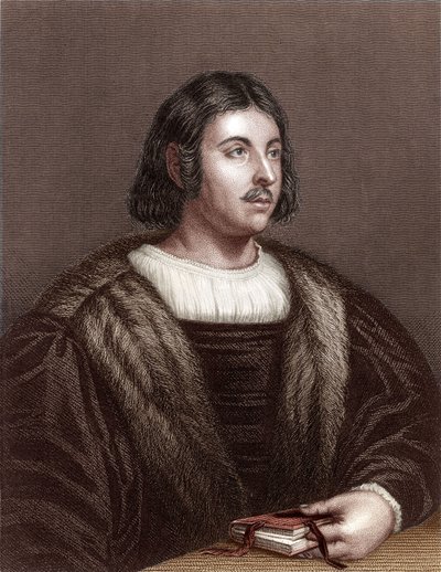 Giovanni Boccaccio (renkli gravür) by School Italian