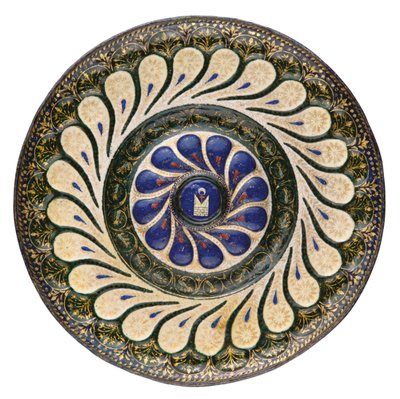 Polikrom dairesel plaka, Venedik, c.1500 (koli yaldızlı emaye) by School Italian