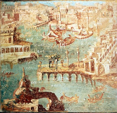 Napoli yakınlarındaki Pozzuoli Limanı (Pozzuoli). Museo Nazionale de Naples by School Italian