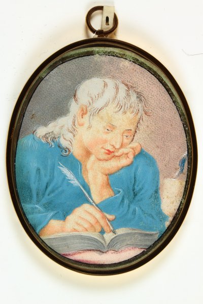 Aziz John the Evangelist (parşömen üzerine suluboya) by School Italian