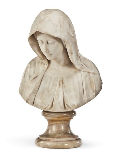 The Sorrowing Virgin (kaymaktaşı kaide üzerinde mermer) by School Italian