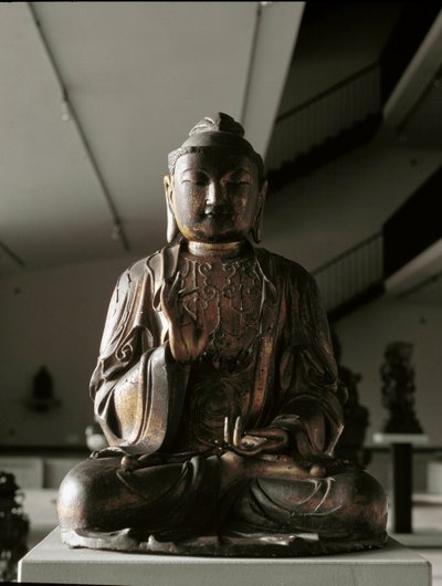 Lalitasana pozisyonunda oturan Buda - heykel, Kamakura dönemi (1185-1333) by Japanese School