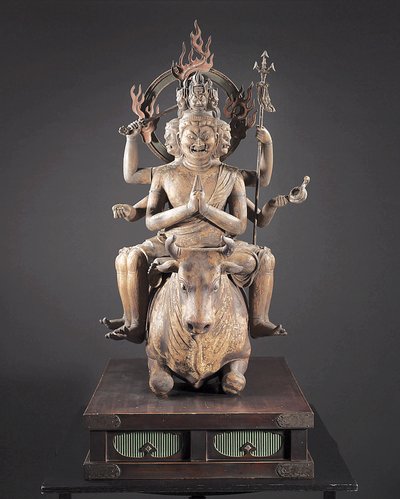 Daiitoku Myoo, Kamakura Dönemi, c.1251-99 (ahşap, metal, altın varak ve pigment) by Japanese School
