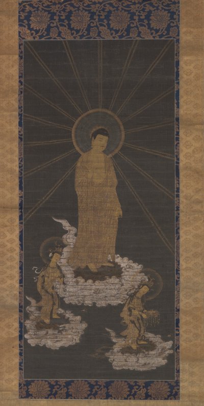 Amida veya Raigo'nun İnişi, Muromachi Dönemi c.1333-1568 (kumaş üzerine mürekkep) by School Japanese