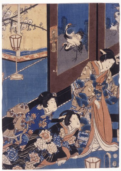 Furyu Azuma Genji (renkli gravür) by School Japanese
