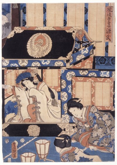 Furyu Azuma Genji (renkli gravür) by School Japanese
