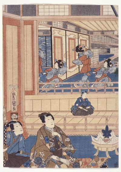 Genji (renkli gravür) by School Japanese