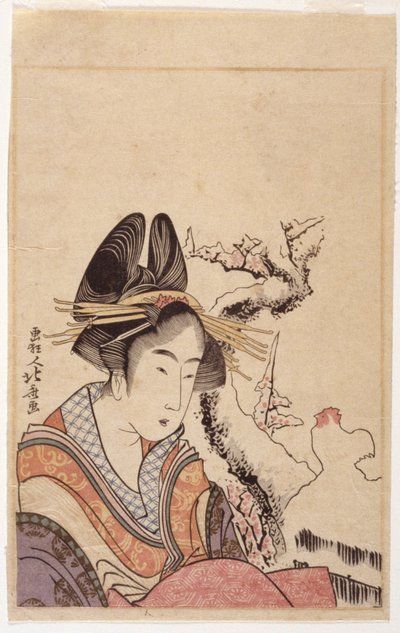 Bir Hanımın Başı (tahta baskı) by School Japanese
