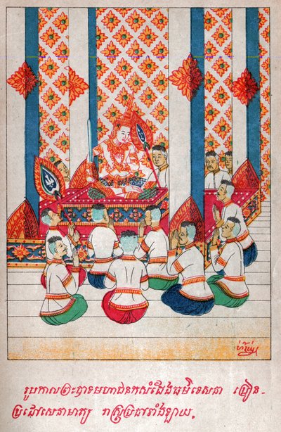 Mahajanaka Jataka. (gravür, yaklaşık 1910) by School Laotian