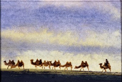 Deve sürüsü, Moğolistan - Moğol Suluboya by School Mongolian