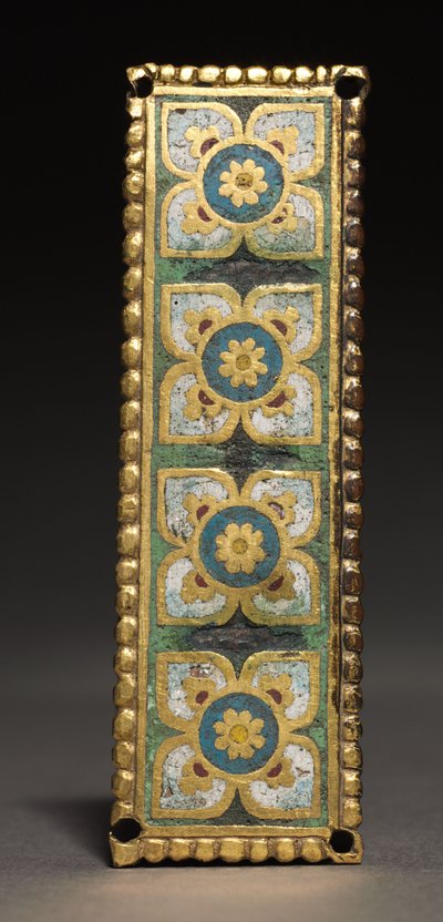 Plak, muhtemelen bir Reliquary Mabedi, c.1200-1250 (yaldızlı bakır; champlevé emaye) by School Mosan