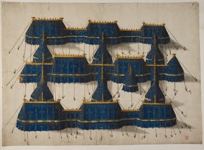 Mavi ve altın renginde bir kraliyet pavyonu tasarımı, c.1520 (parşömen) by School Netherlandish