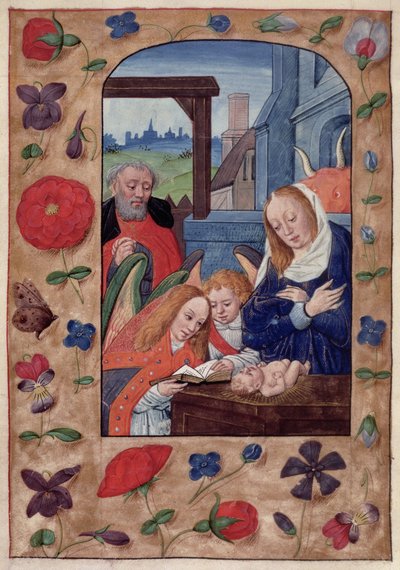 Kings 9 f.93v Saatler Kitabından Doğuş (parşömen) by School Netherlandish