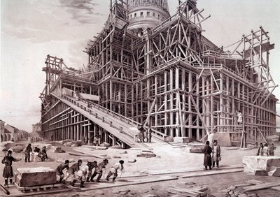 Kışlık Saray (St. Petersburg) kilisesinin inşaatı. Rus Okulu Boyama by School Russian