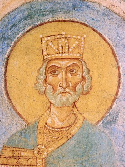 Kral David - Eski Rus freskleri - 12. yüzyıl - Fresk - Aziz George Kilisesi, Staraya Ladoga ©FineArtImages/Leemage by School Russian