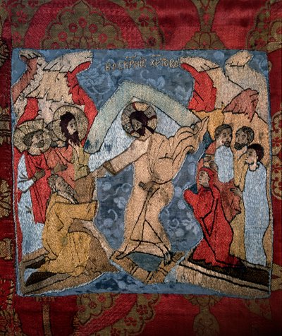 Cehenneme İniş - Bir Rus ustanın kefeninden detay, yün, ipek, altın ve gümüş iplik by School Russian