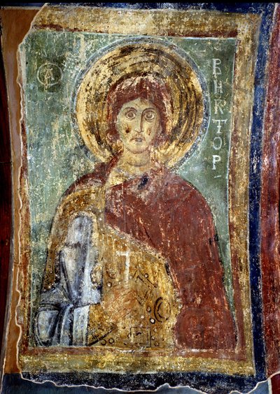 ""Şehit Aziz Victor"" Rus simgesi. 11. yüzyıl. Ayasofya Katedrali, kyiv, Ukrayna by School Russian